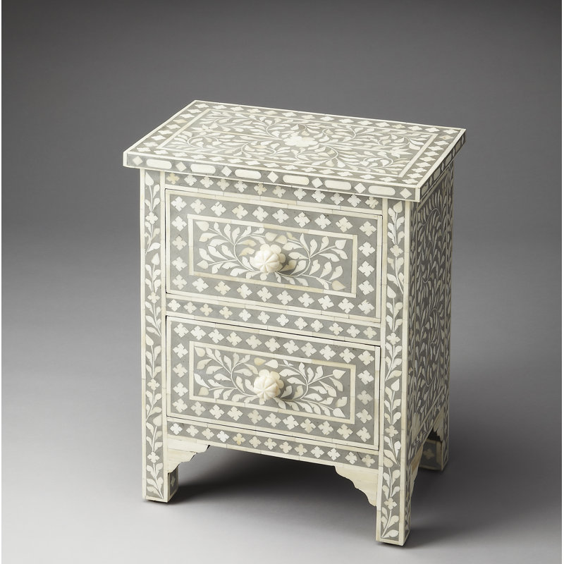 Vivienne 2 Drawer Accent Chest, Gray
