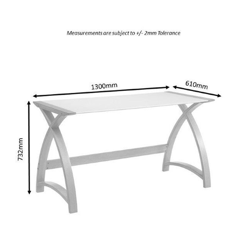 Benefield Glass Top Solid Wood Base Computer Desk, 73cm H x 130cm W x 61cm D