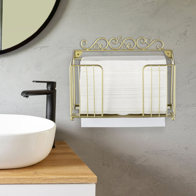 Iron Paper Towel Holder, Brass