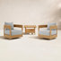Everlee Teak Swivel Chair 3-Piece Conversation Set - Grey Sunbrella Cushions