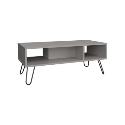 Depot E-shop Neasa Coffee Table With 4 Legs And 2 Shelves, White