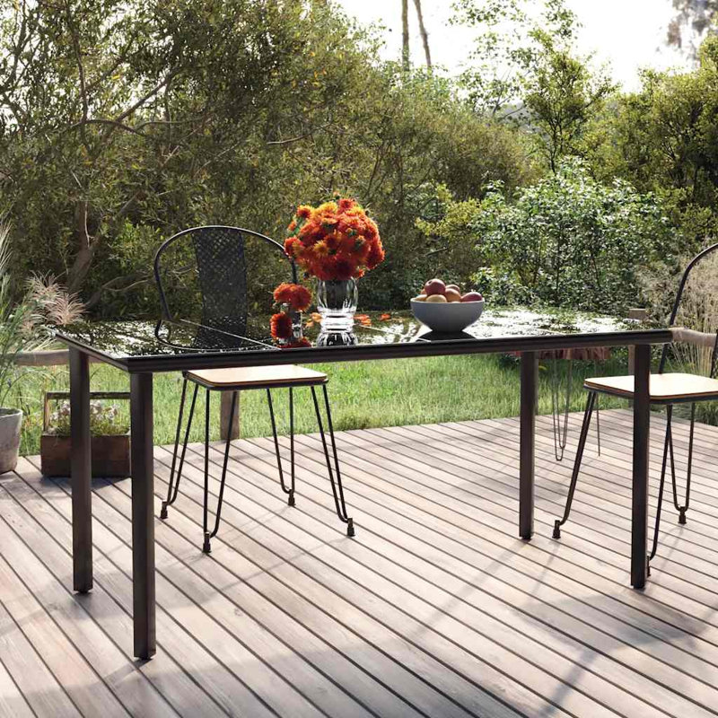 Table de salle à manger en acier inoxydable thermolaqué noir
