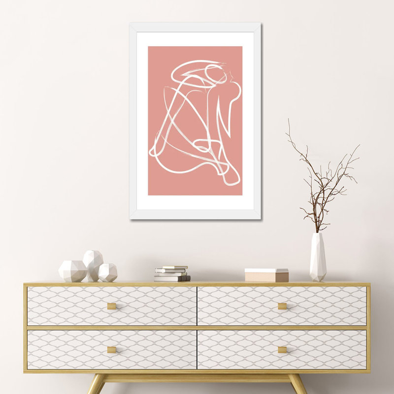 « Silhouette rose » par Mambo art studio-impression, H 24 po x l 16 po x P 1 po, Papier encadré blanc, Blanc