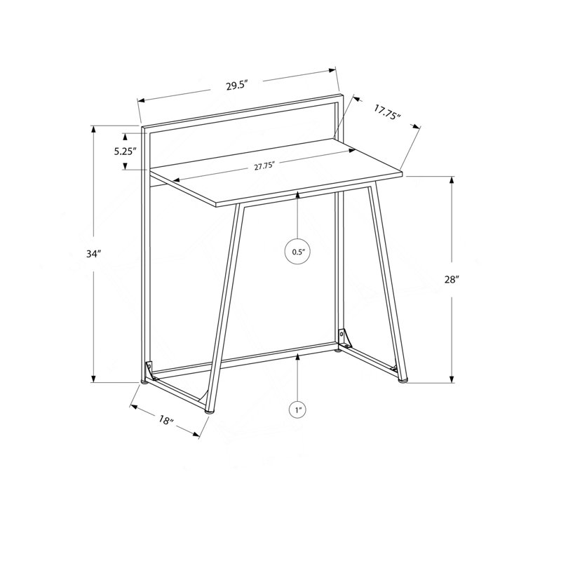 Bureau d'ordinateur bureau à domicile ordinateur portable L 30 po stratifié contemporain, Naturel / Blanc