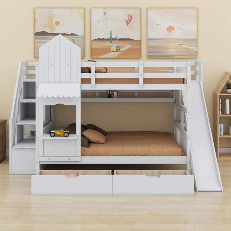 Lit pour enfants Colliers, Double, Blanc