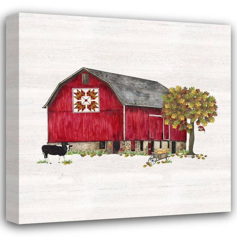 «August Barn® Reed, Tara Gallery», art sur toile tendue: Fall Barn Quilt IV, H 15 po x l 15 po