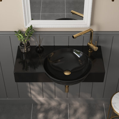 30'' x 18'' Rectangular Vitreous China Wall Mount Bathroom Sink with Faucet Hole