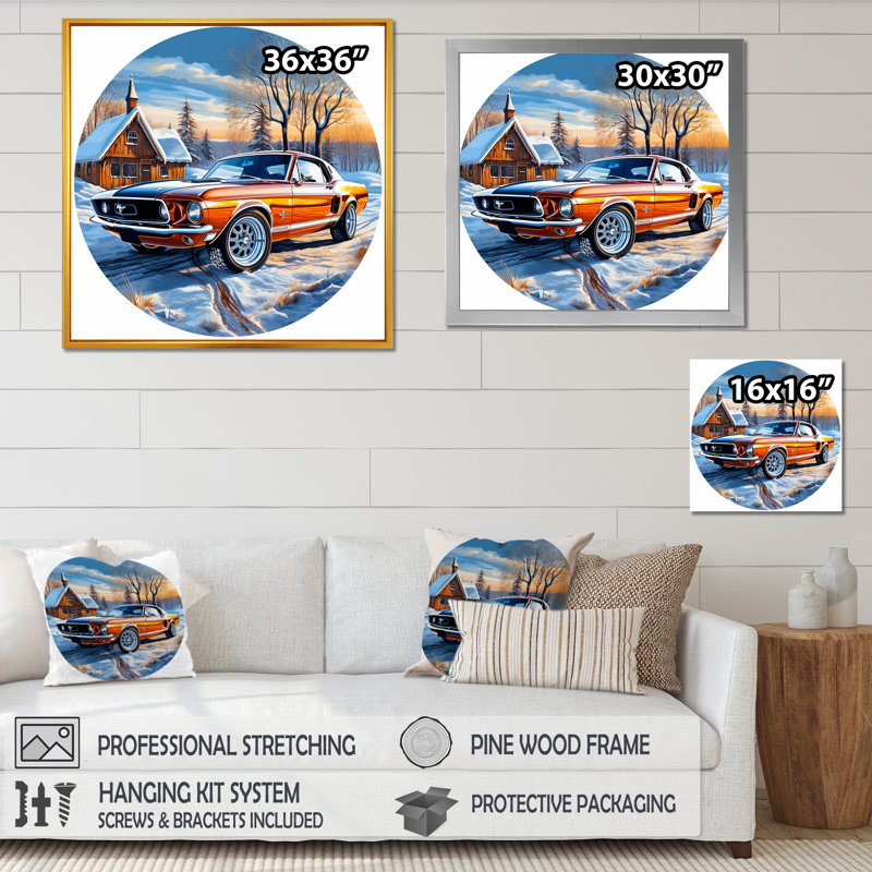 «Muscle Car Charm In Winter I», reproduction sur toile, H 24 po x l 24 po x P 1 po, Toile tendue
