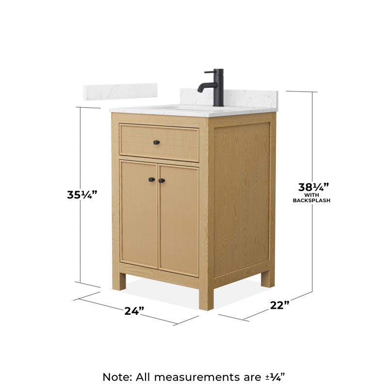 Pendry 24" Freestanding Single Bathroom Vanity with Cultured Marble Top, Brushed Nickel, White Cultured Marble, Single-Hole