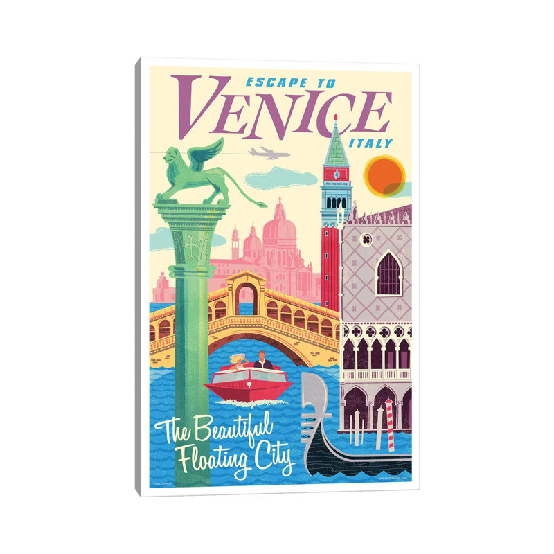 «Venice Travel Poster II» par Jim Zahniser - impression sur toile tendue, H 12 po x l 8 po x P 0,75 po