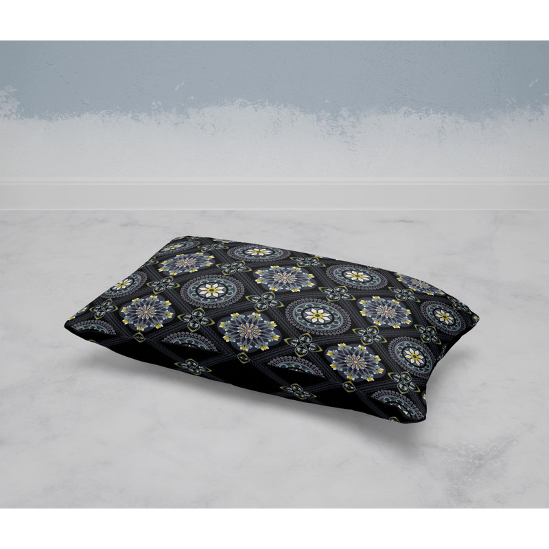 Coussin Mandala, Noir/gris