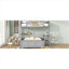 Lit superposé simple au-dessus d'un lit double en bois massif avec bureau intégré, gris neutre