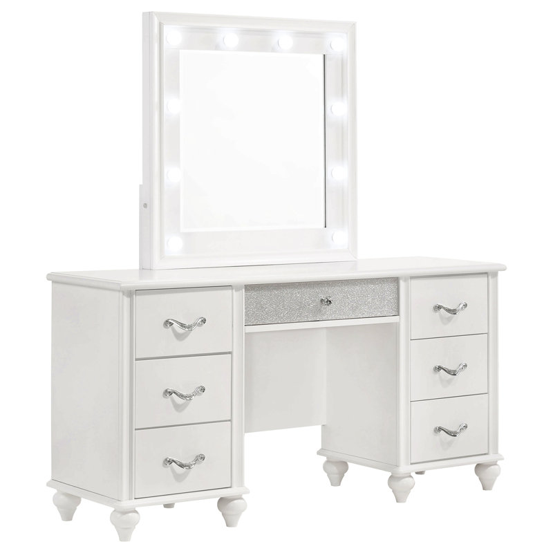 Meuble-lavabo blanc à 7 tiroirs