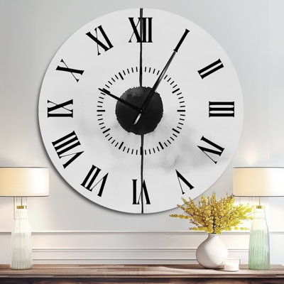 Horloge murale minimaliste silencieuse en métal Midnight Dot and Line