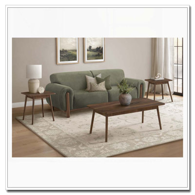 3-Piece Mid-Century Coffee Table Set Walnut