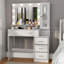 Berkel Dressing Table With Lights, 5 Drawers, Cabinet, Large Mirror, Power Outlet-1572456393