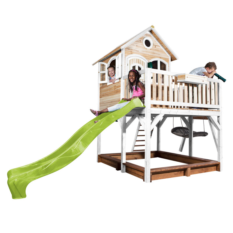 Liam AXI Hemlock Swing Set with 1 Swing(s) , 1 Slide(s), Lime Green, Brown/White