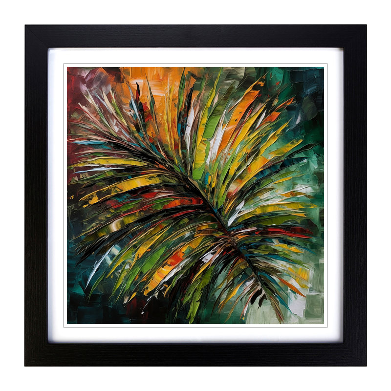 Palm Leaf Expressionism - Framed Print, Black