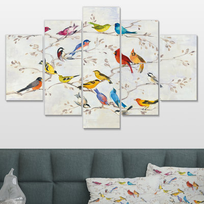 «», reproduction d’impression multi-pièces sur toile Multi-Color Bird on Tree