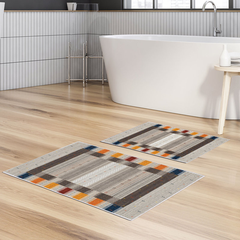 Ensemble de luxueux tapis de bain (2 pièces), 100% polyester, antidérapant, antibactérien | Dimensions: 19,7 po x 23,6 po et 23,6 po x 39,4 po | Tissu ultra-absorbant et facile à nettoyer, lavable à la machine à 86 ° F | Parfait pour la salle de bain ou le spa