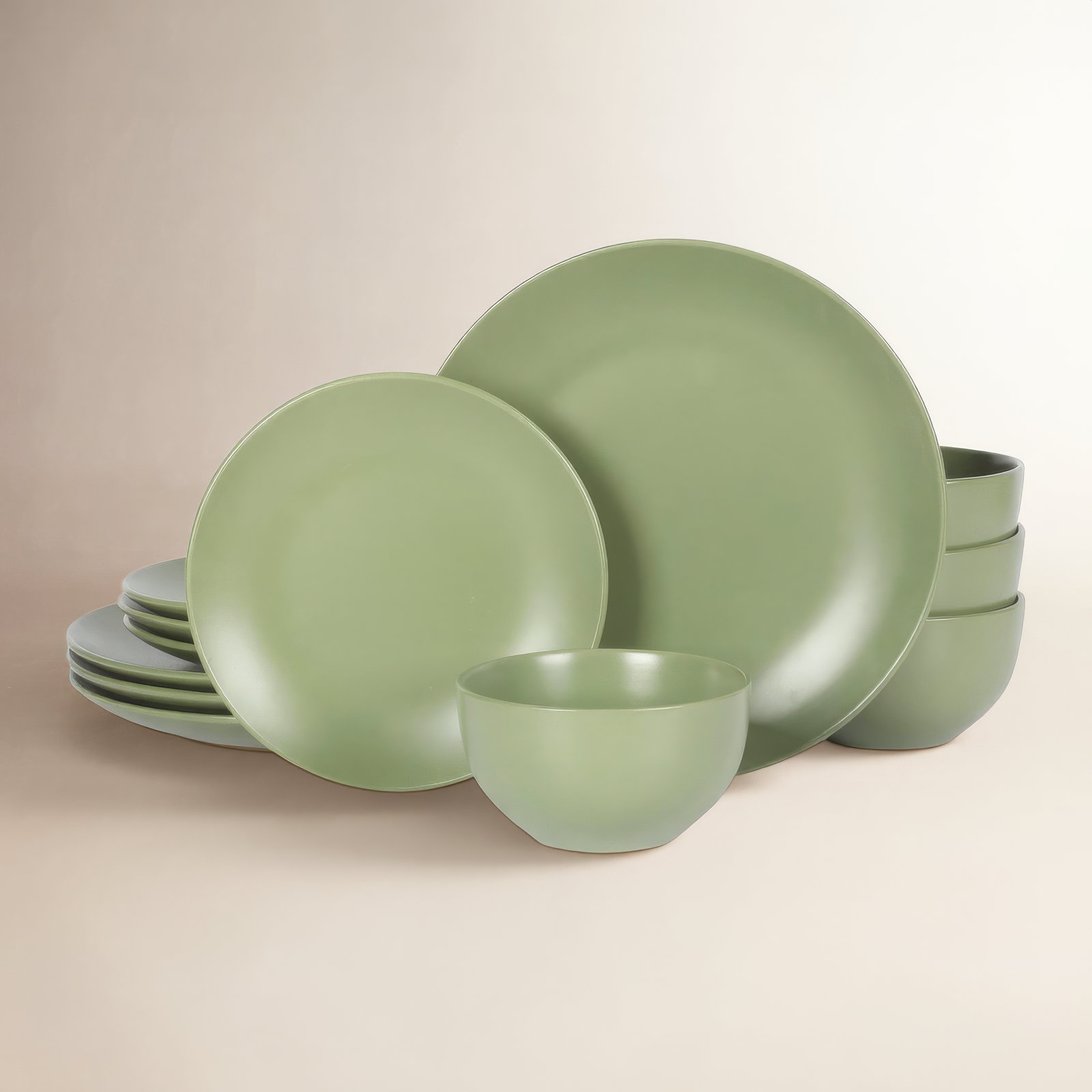 Queenslane Stoneware Dinnerware Set, Green