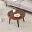 Large Round Coffee Table With - 23.6" Diameter, Texture, Walnut Color, Black Metal Leg, Water , Adjustable Feet For Smooth Surface Texture 23.6 Inches, , Water-, Even