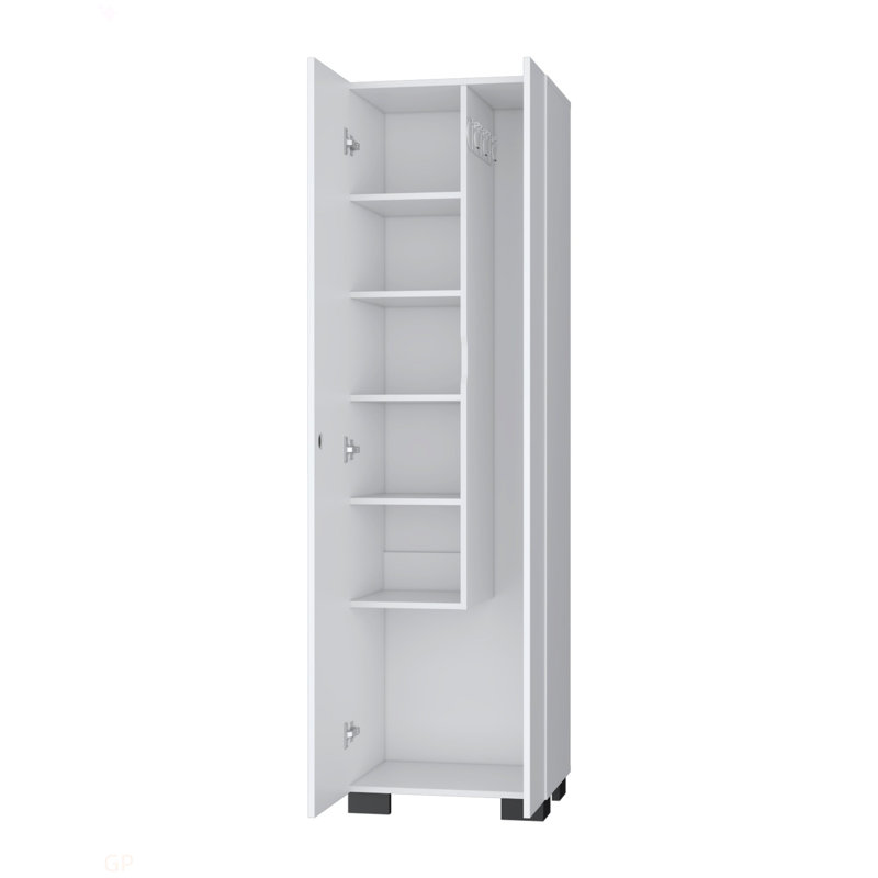 White Storage Shelves Broom Cabinet