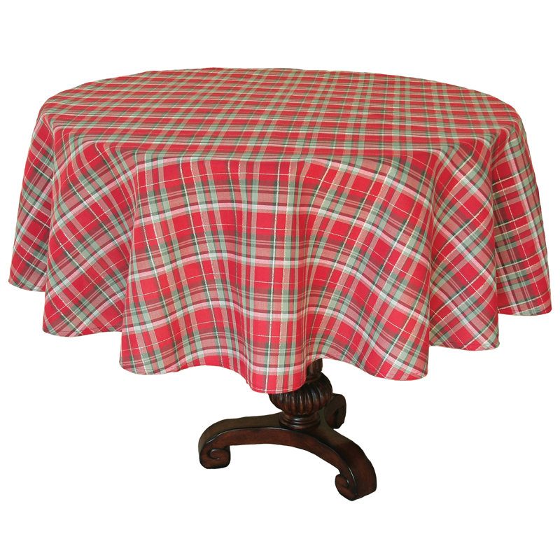 Nappe de noël ronde tartane fêtes, L 70 po x l 70 po