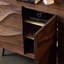Simple Walnut Colour Wavy Wooden Accent Cabinet.