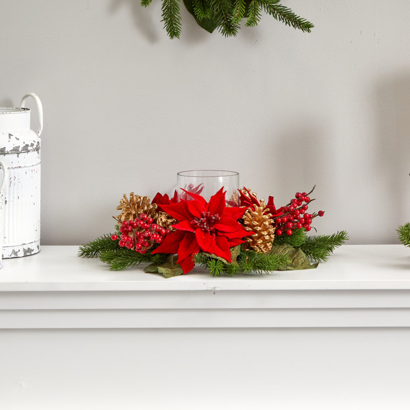 Candélabre de poinsettia artificiel