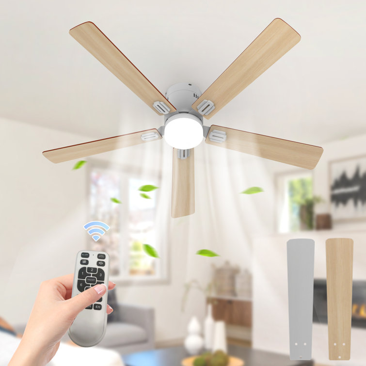 51.96" 5 - Blade Reversible Ceiling Fan With LED Lights And Remote