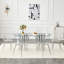 Ensemble de table de salle à manger 71 "en verre trempé 71" pour 6 personnes, ensemble de cuisine moderne 7 pièces Glam avec chaises en acrylique transparent et base à double piédestal argenté-1758853237-1758853236