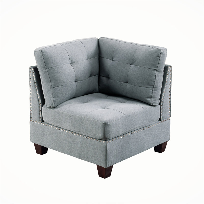 Canapé modulaire 3 pièces Glendel, 100 % lin gris