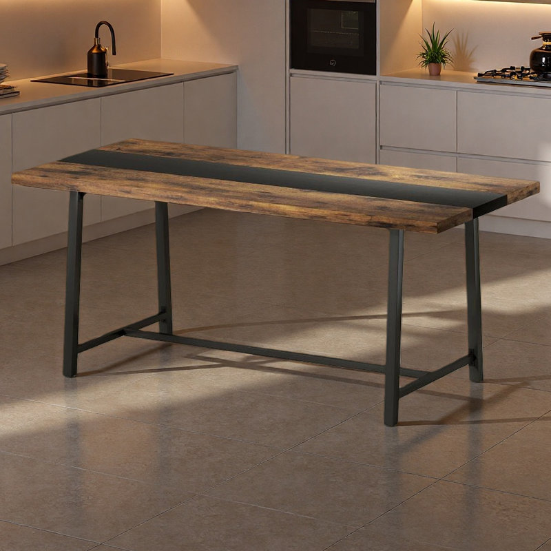 Longue table de salle à manger, table de cuisine avec grand plateau et pieds en acier, pour votre maison