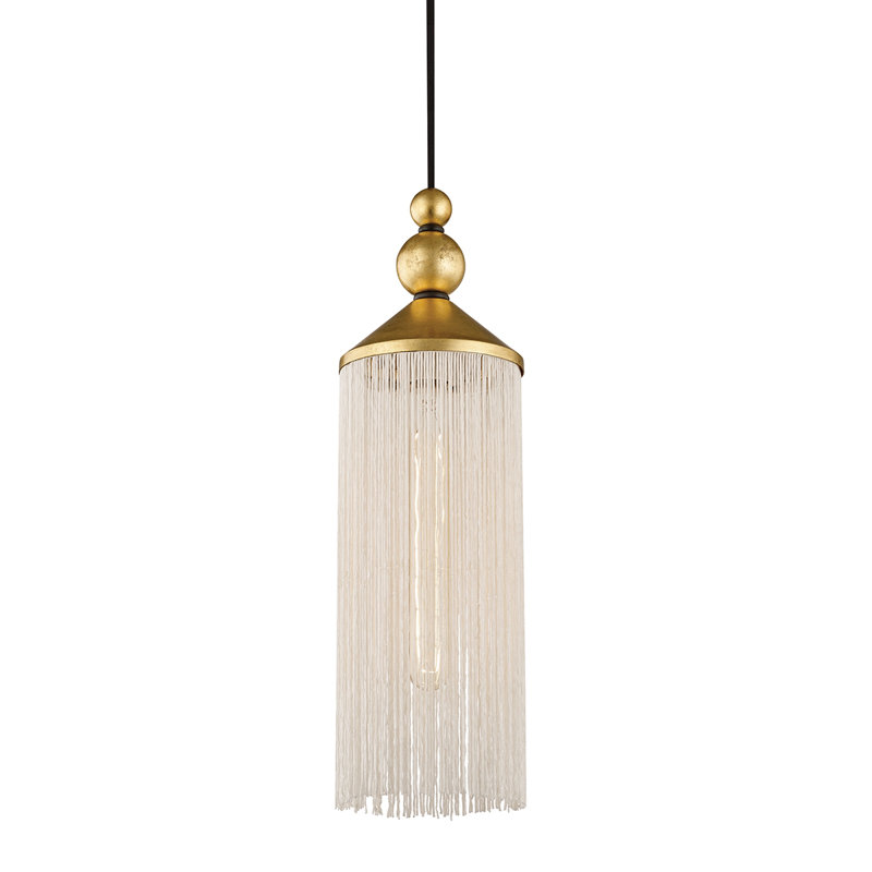 Luminaire suspendu cylindrique à 1 lumière Scarlett, Feuille d'or / Blanc