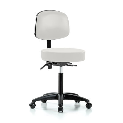 Tabouret de médecin réglable en hauteur avec dossier Channahon PERCH Walter | Hauteur du bureau: 18,5 à 24 po