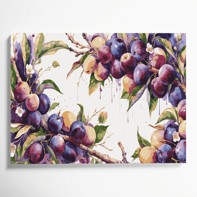 Art mural sur toile prune grise, H 16 po x l 20 po