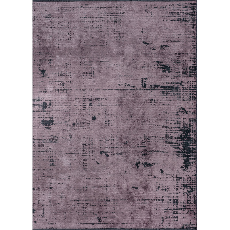 Lilac/Pink/Black Abstract Luxury Area Rug, Rectangle 7'10" x 11'2"