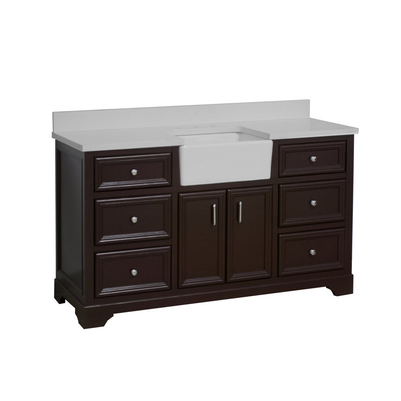 Emiliano 60" Single Bathroom Vanity Set, Chocolate, Quartz