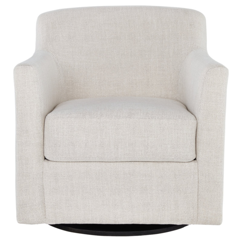 Bradney Upholstered Swivel Armchair, White Linen