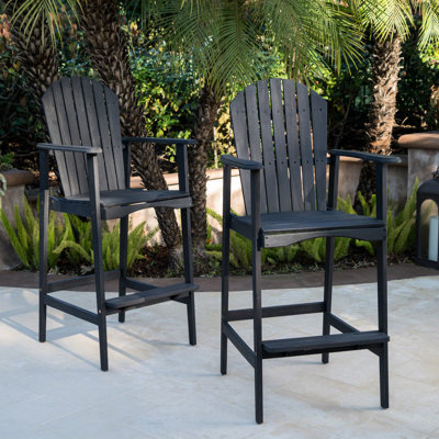 Wood , Of 2, Dark Gray - Stylish And Functional Outdoor Seating For Use, Add A Rustic Charm To Your Backyard