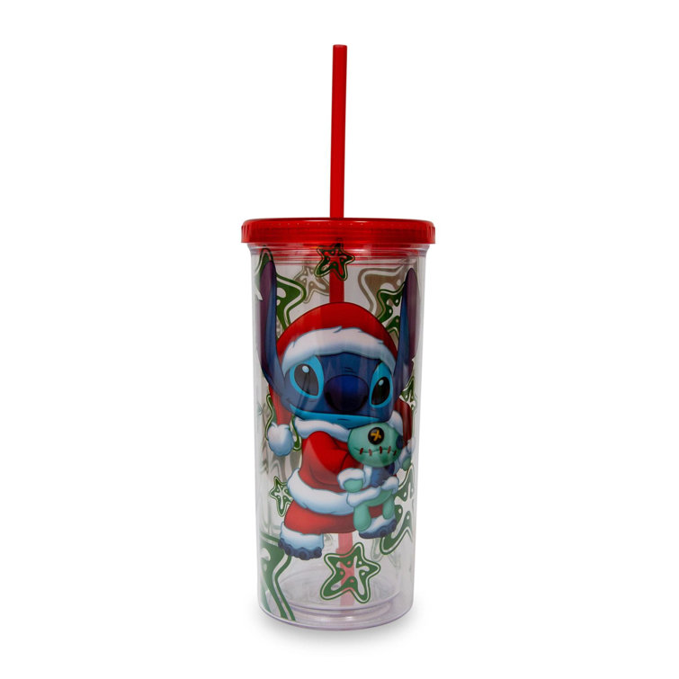 Silver Buffalo Disney Lilo & Stitch ohana Carnival Cup With Lid And Straw