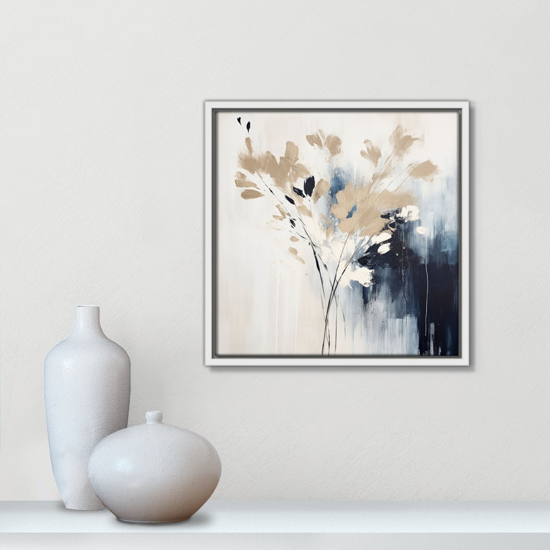 «Bliue Earthly Neutralité II» par Irena Orlov, L 13,5 po x H 13,5 po, Toile avec cadre, Flotteur blanc