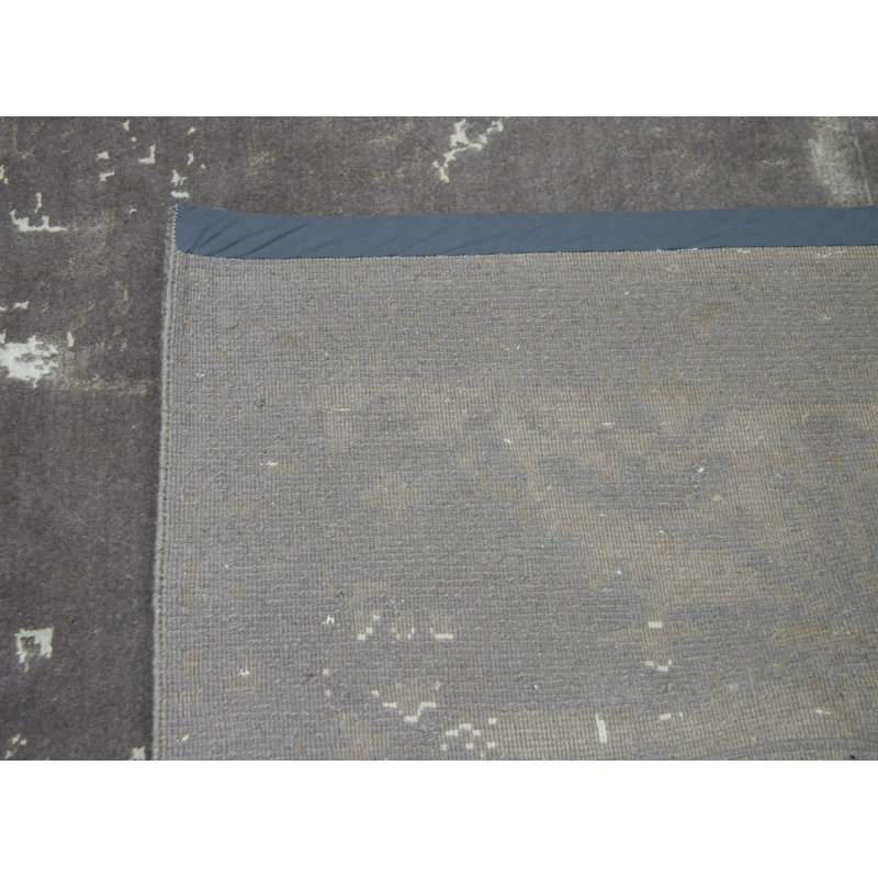 Tapis taupe noué à la main de conception unique 9 pi x 11 pi 10 po