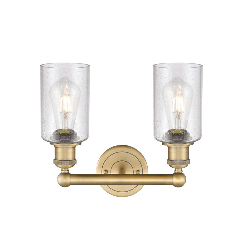Éclairage pour meuble-lavabo à 2 lumières 12,875 pouces Caldello, Laiton brossé, Bullé