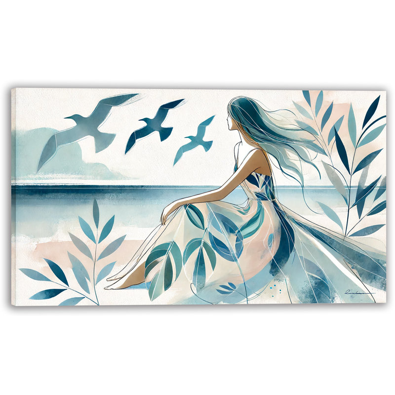 «Whimsical Coastal Reverie», art mural sur toile tendue, H 35 po x l 20 po