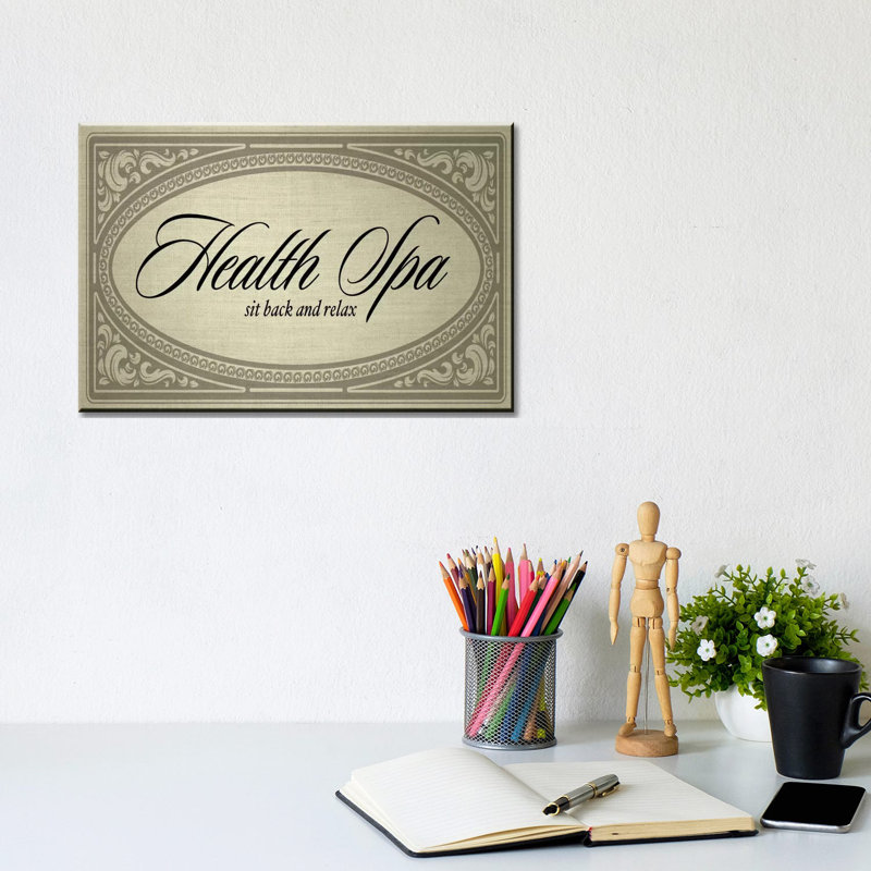 Health Spa Sit Back and Relax by PI Studio - Wrapped Canvas Typography, 20.32 cm H x 30.48 cm W