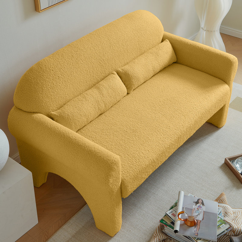 Laine d'agneau jaune pour la maison - Design moderne et élégant et 2 sièges confortables avec coussin lombaire, construction, s'adapte à diverses pièces
