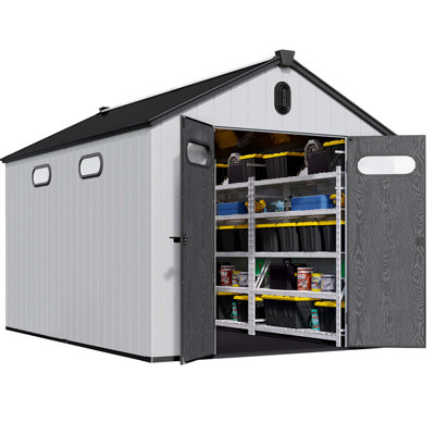 8 Ft. W X 12 Ft. D Plastic Storage Shed With Floor