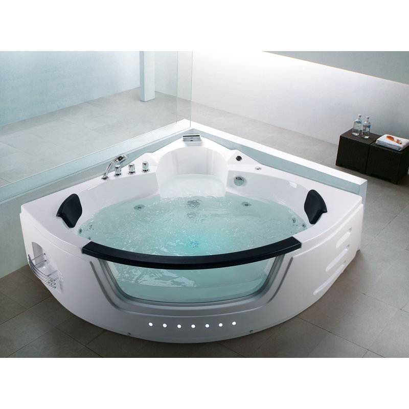 Borne 1980mm x 144mm Corner Whirlpool Acrylic Bathtub with Tap, White